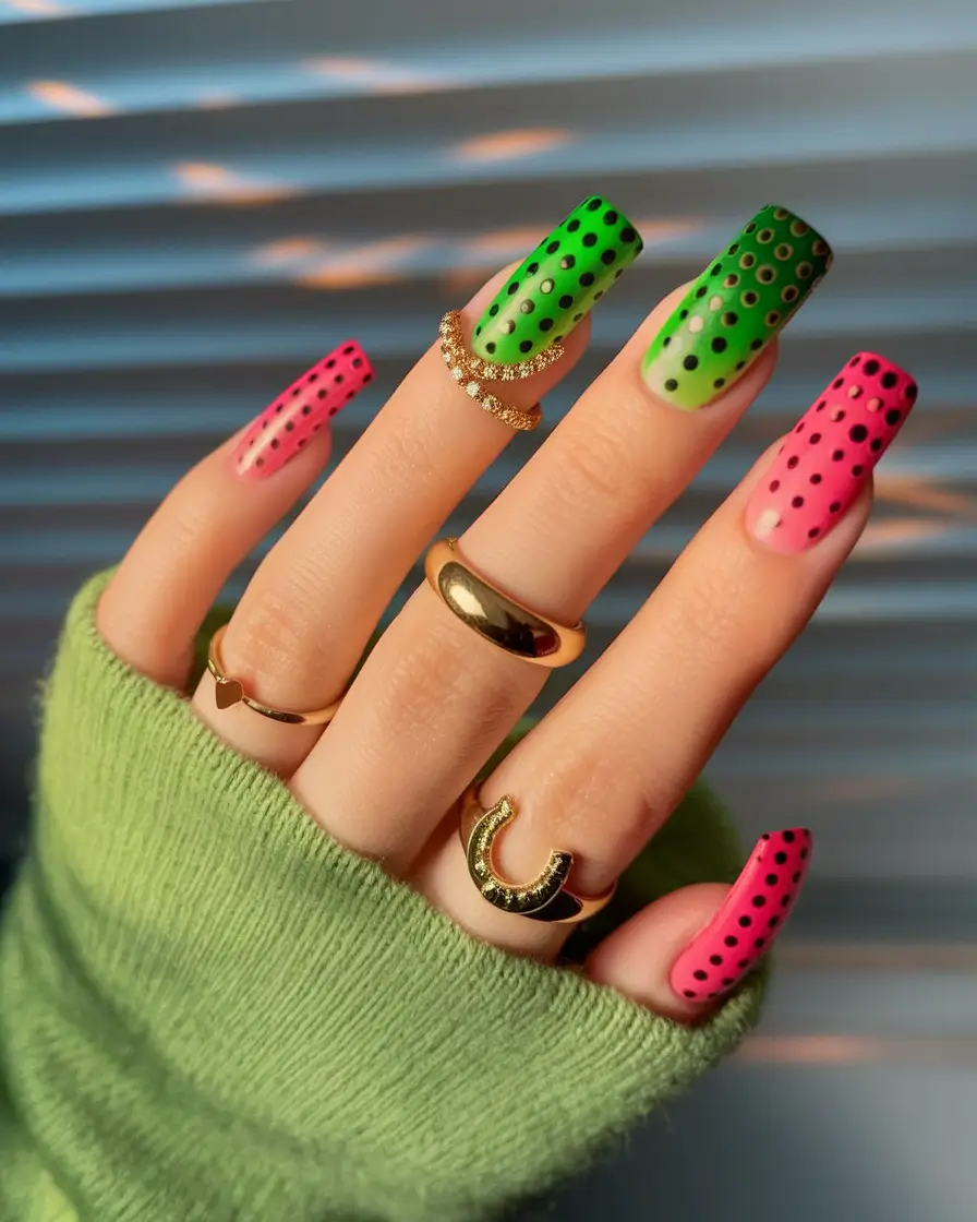 end of summer nails ideas 2025 Neon Pop Art with a Hint of Retro