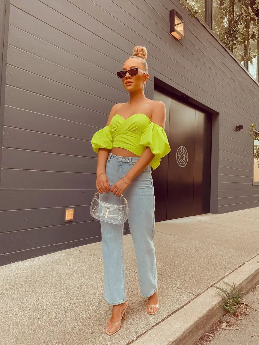 end of summer outfits+Lime Punch + Denim: Highlighter Hype