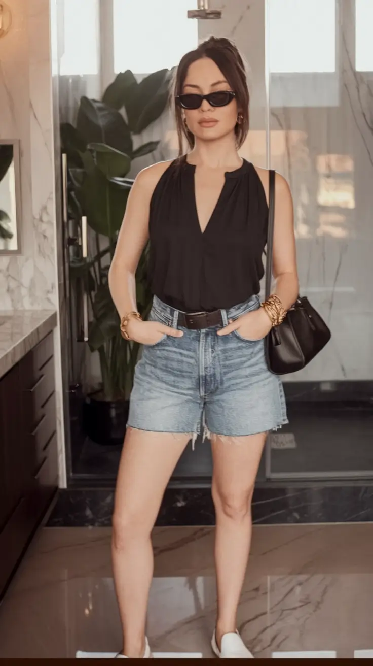 end of summer outfits+Effortlessly Chic in Black and Denim