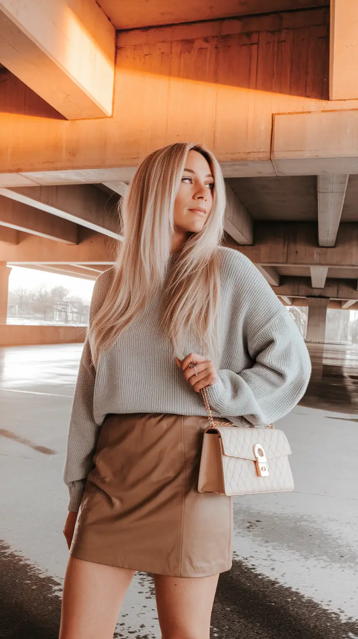 Fall 2025 casual outfits for women over 30 Soft Sweater Meets Sleek Mini