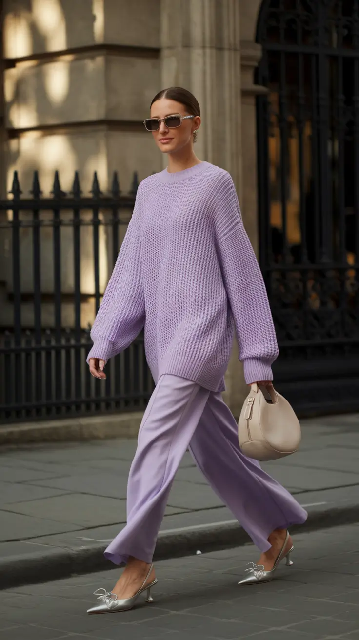 Fall 2025 casual outfits for women over 30 Monochrome Lilac With Modern Volume
