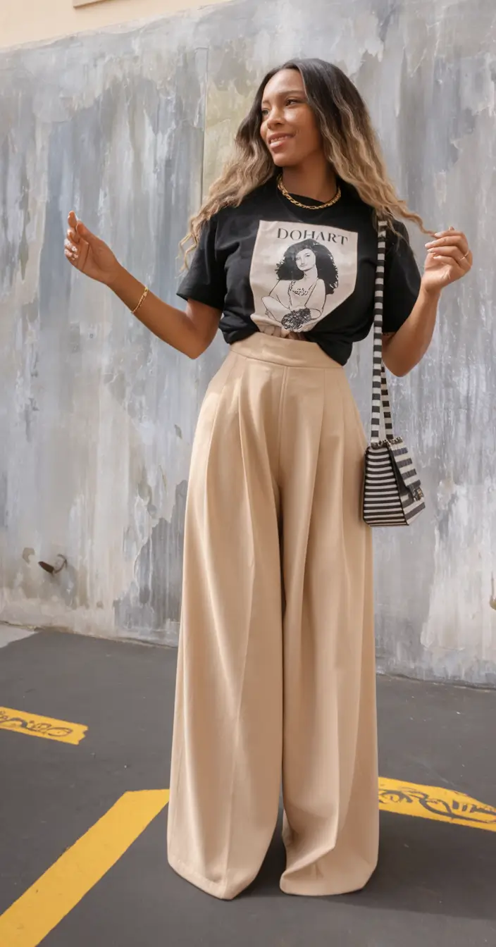 Fall 2025 casual outfits for women over 30 Soft Graphic Cool With Neutrals
