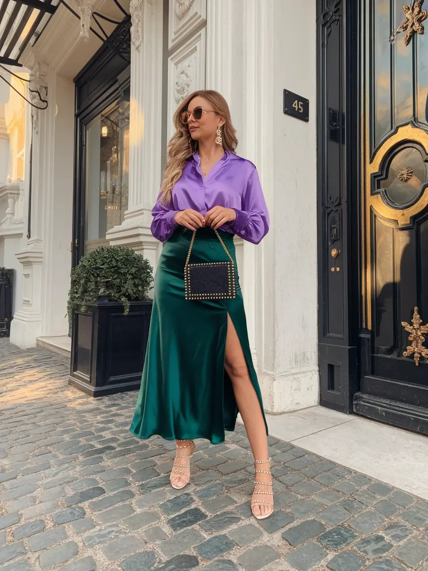 Fall 2025 casual outfits for women over 30 Bold Contrast in Luxe Fabrics