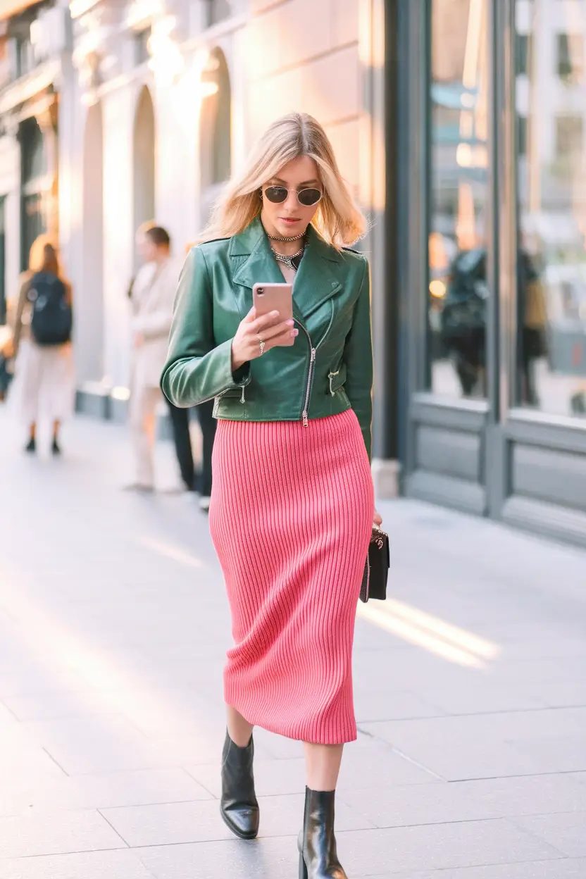 Fall 2025 Fashion Inspiration for Stylish Women Leather Edge with a Candy Pop