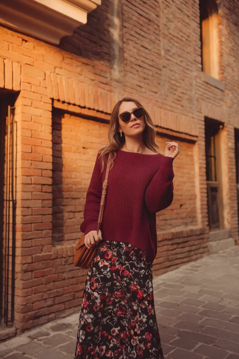 Fall 2025 Fashion Inspiration for Stylish Women Romantic Florals at Golden Hour