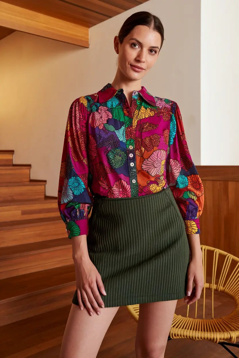 Fall 2025 outfits Ideas for Stylish Women Eclectic Prints Meet Structured Shape