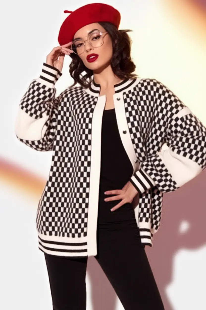 fall birthday outfits ideas 2025 Checkered Confidence with Parisian Vibes