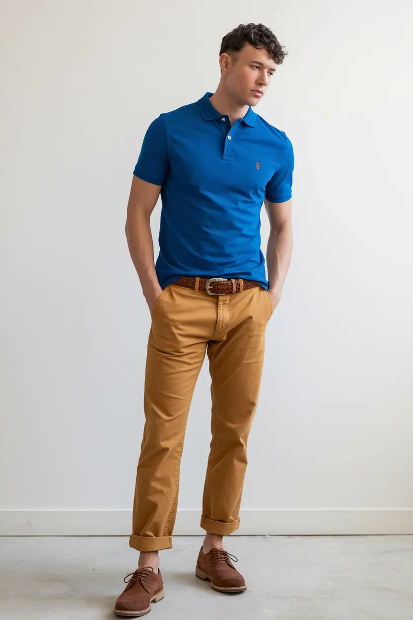 fall business casual outfits for men 2025 Electric Blue Meets Golden Hour