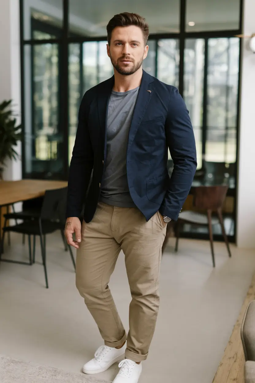 fall business casual outfits for men 2025 Navy Blazer Energy: A Timeless Reset