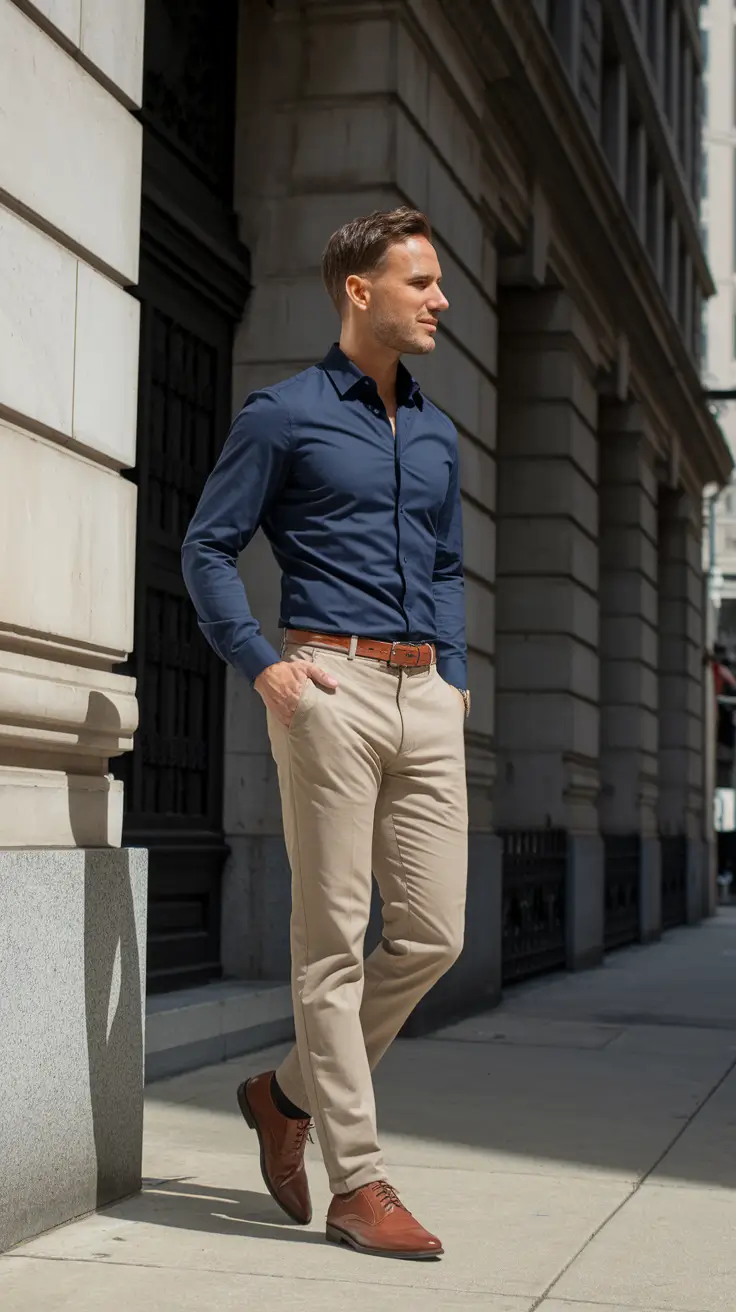 fall business casual outfits for men 2025 The Confident Minimalist: Buttoned and Balanced