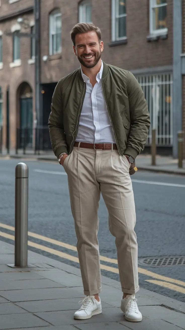 fall business casual outfits for men 2025 Bomber Meets Boardroom: The Street-Polished Remix