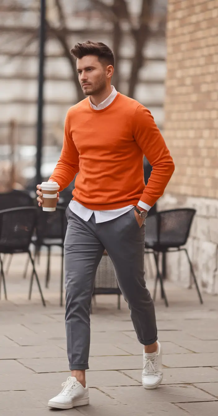 fall business casual outfits for men 2025 Burnt Orange & Coffee Runs