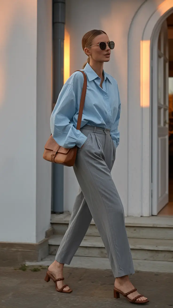 fall business casual outfits ideas 2025 Oversized Blue for Breezy Cool