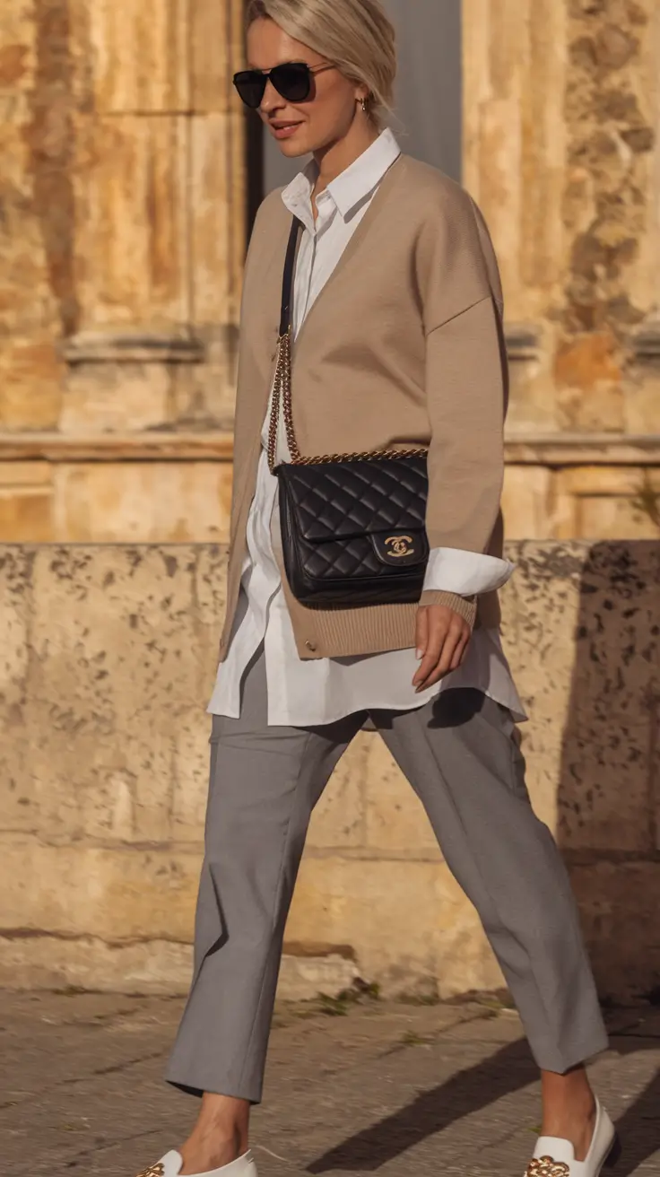 fall business casual outfits ideas 2025 Layered Neutrals with a Twist