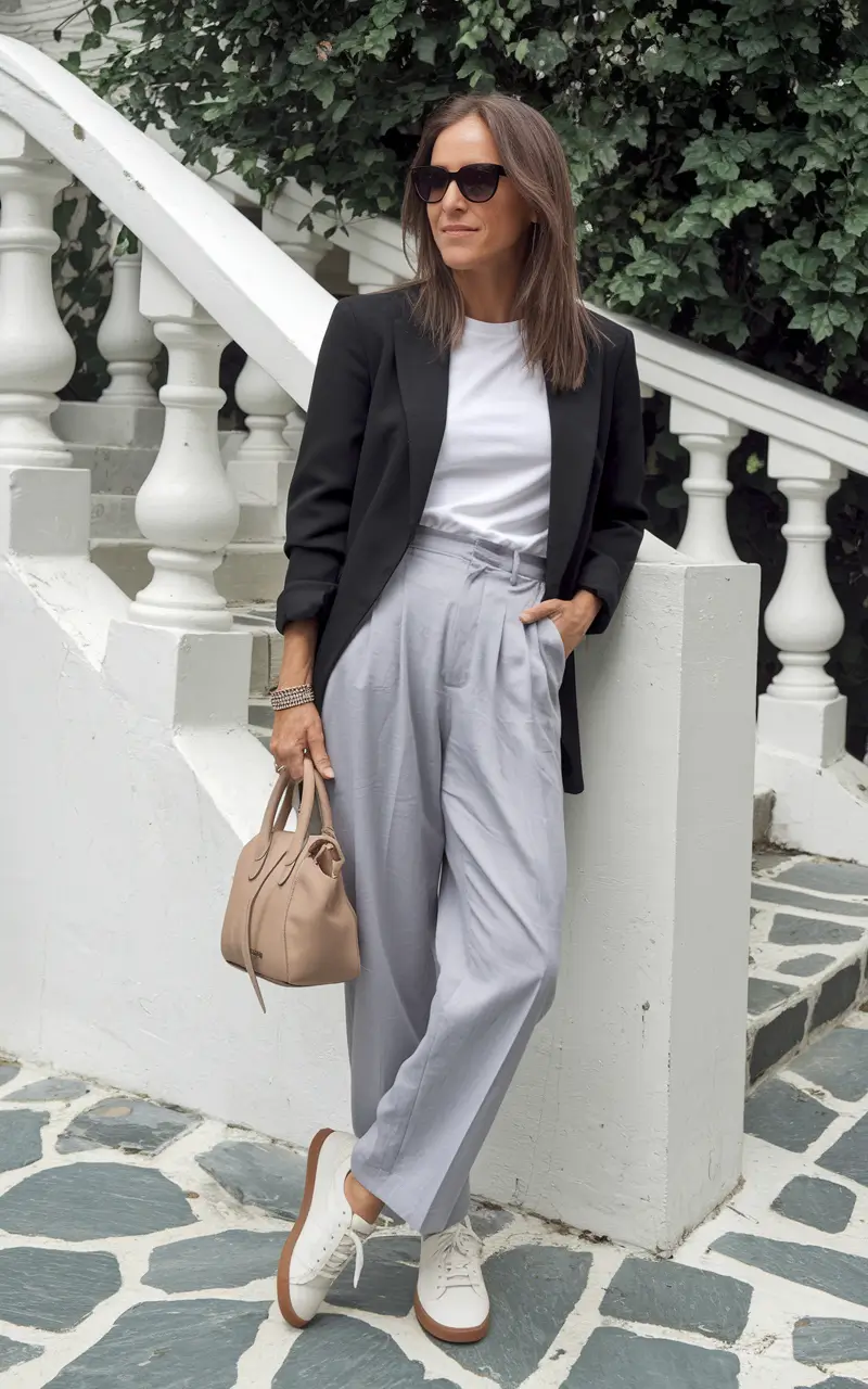 fall business casual outfits ideas 2025 Smart Layers with a Sneaker Base