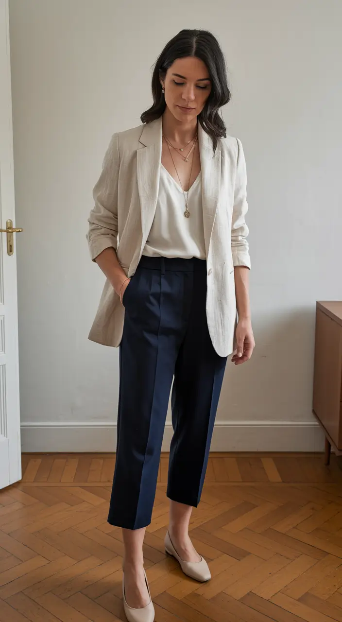 fall business casual outfits ideas 2025 Soft Neutrals Meet Boardroom Boss