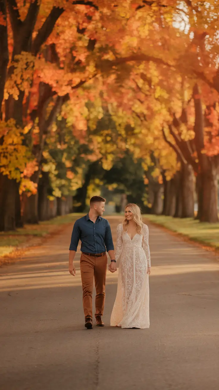 fall family pictures outfits ideas 2025 Romantic Glam in Lace and Navy with Fall Backdrop Drama