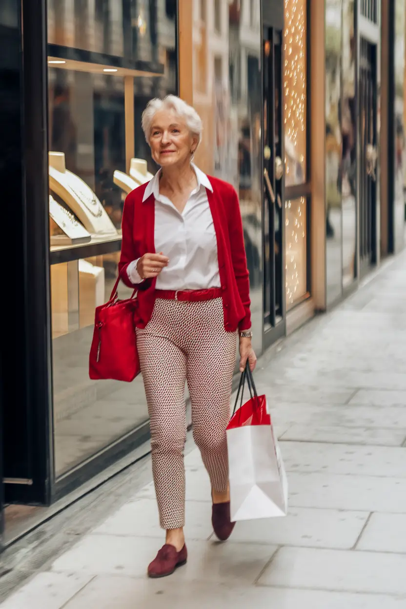 Fall fashion outfits ideas 2025 for women 60+ Cherry-Red City Stroll