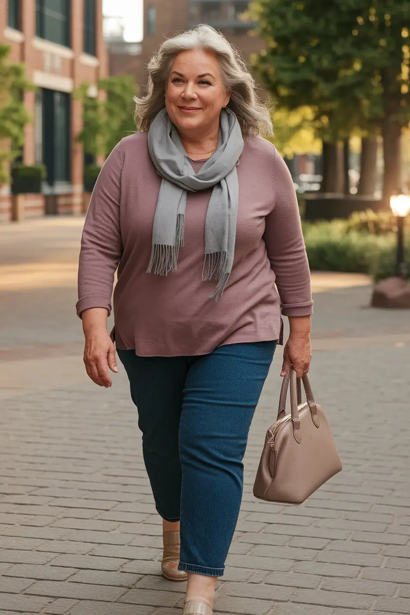 Fall fashion outfits ideas 2025 for women 60+ Soft Mauve Comfort