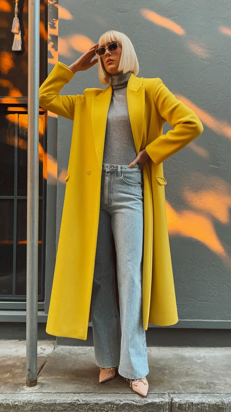 fall outfits ideas 2025 Sunburst Statement Coat