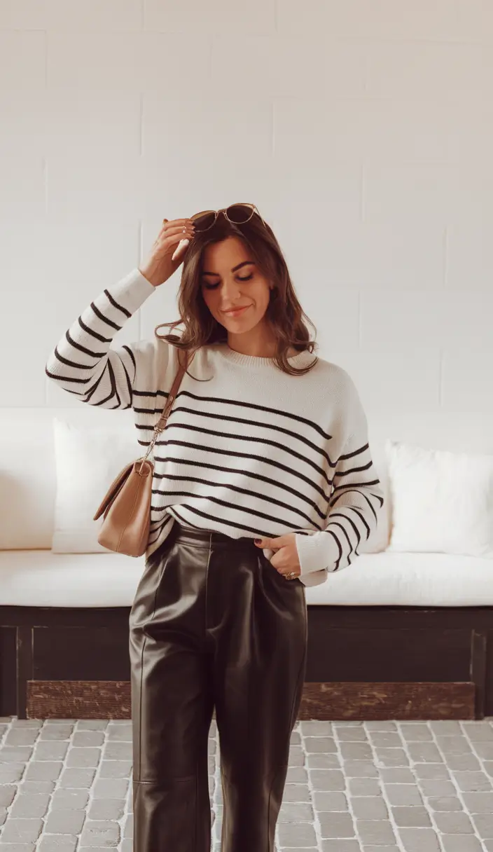 Fall outfits ideas for a fashionable 2025 lookbook+French-Girl Vibes in Monochrome Stripes