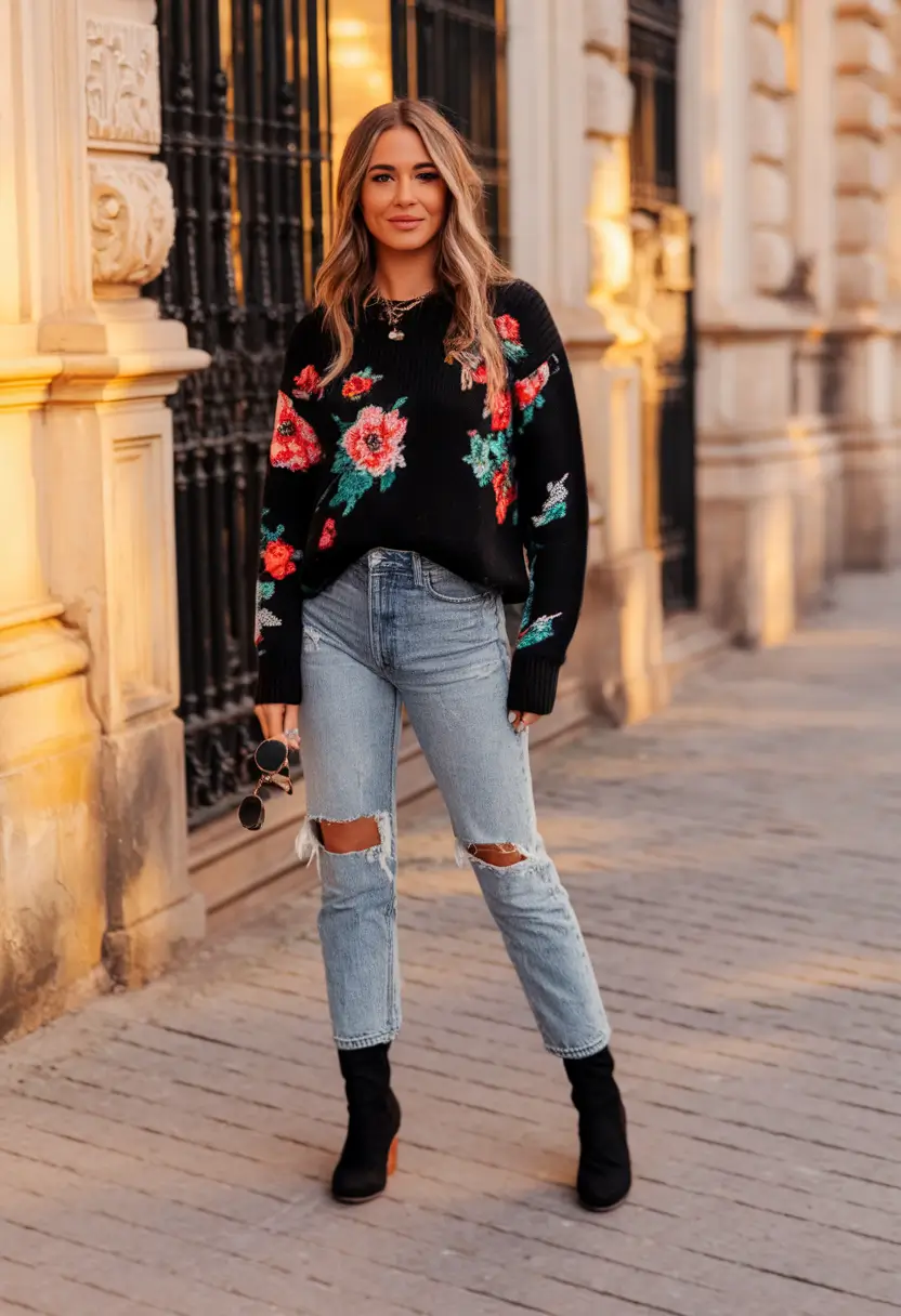 Fall outfits ideas for a fashionable 2025 lookbook+Grunge Blossoms in Full Bloom