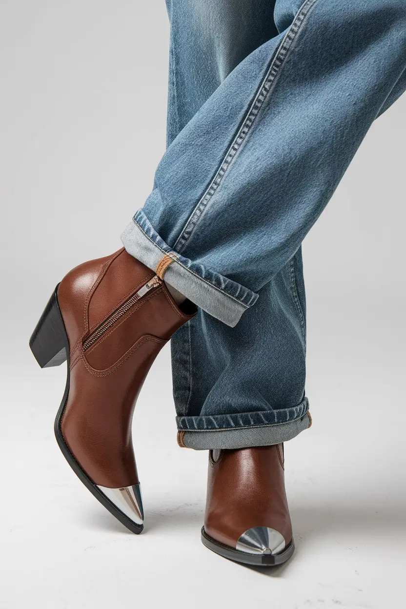 fall outfits with boots - trendy ideas 2025 Metal-Tipped Western Charm