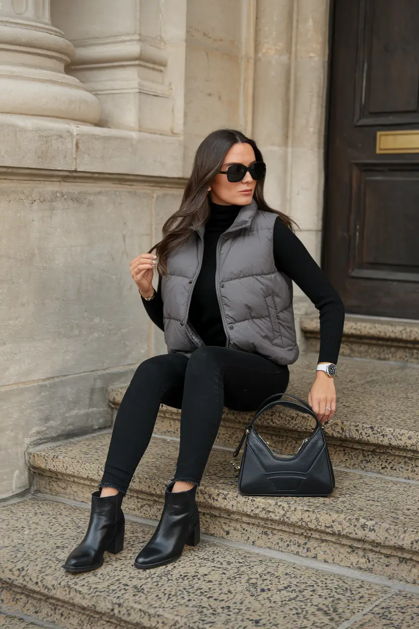 fall outfits with boots - trendy ideas 2025 Minimalist Noir With Street Polish