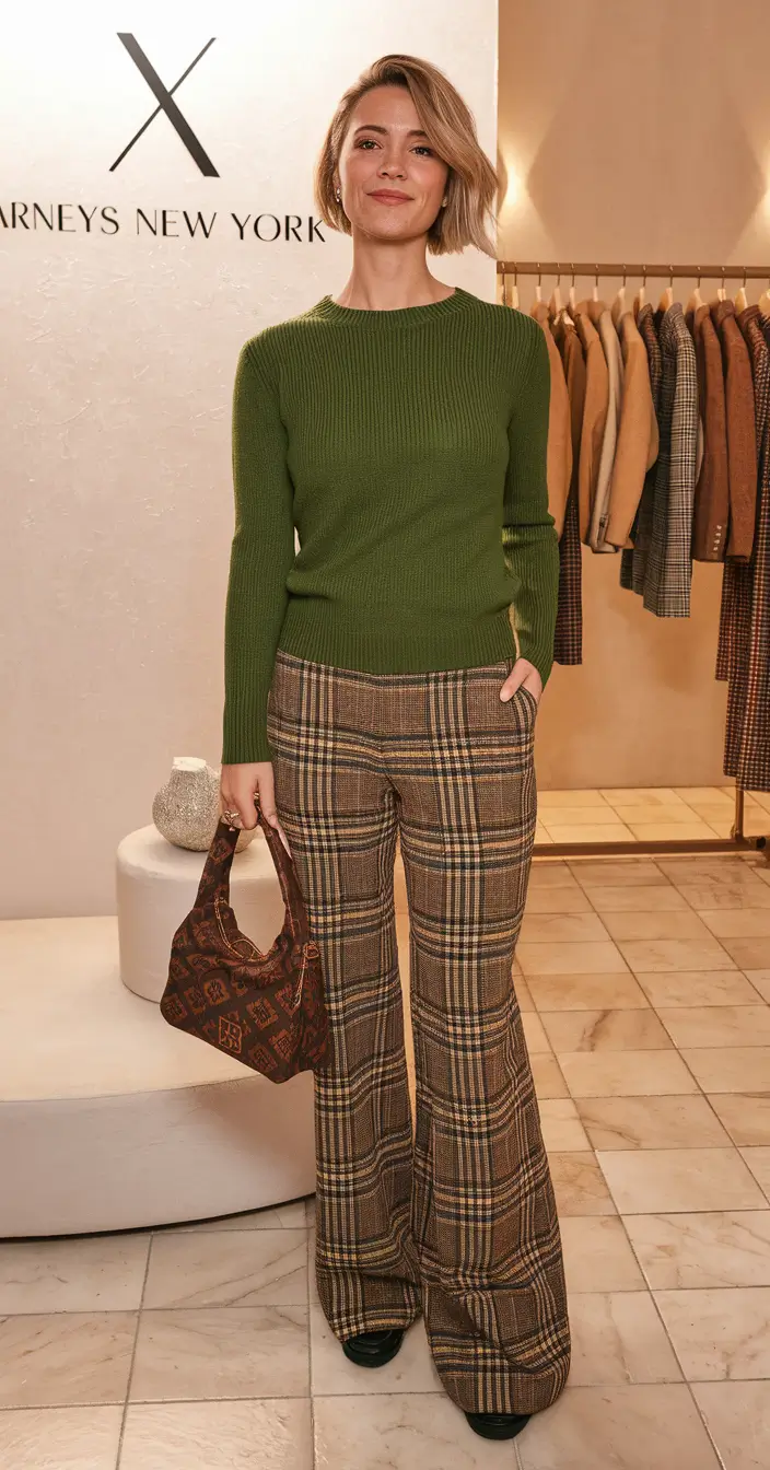 fall transition outfits ideas 2025 Forest Knit & Heritage Plaid