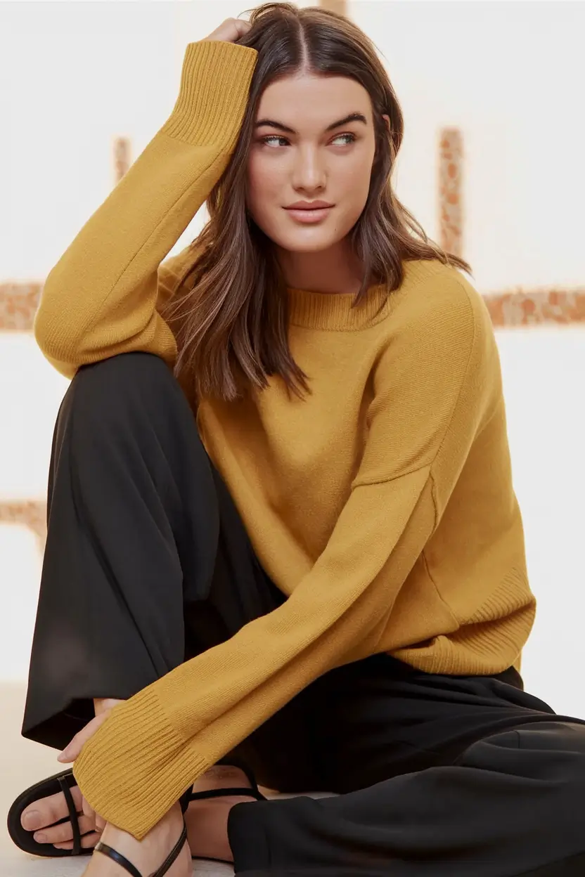 fall transition outfits ideas 2025 Golden Mustard Minimalism