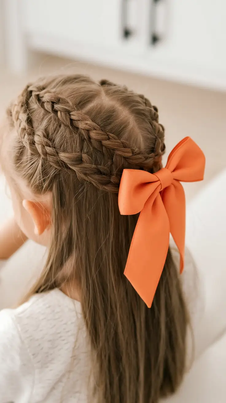 first day of school hairstyles 2025 Double Braids with a Statement Bow