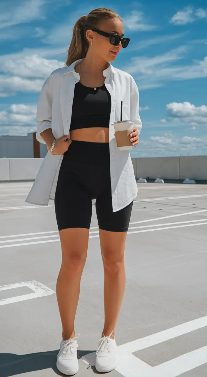 first day of school outfits 2025 Black and White Athleisure Power