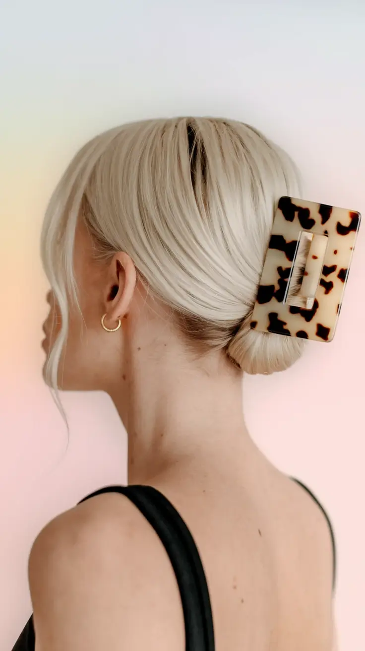hairstyles july Chic Claw-Clip Twist with a Side Part