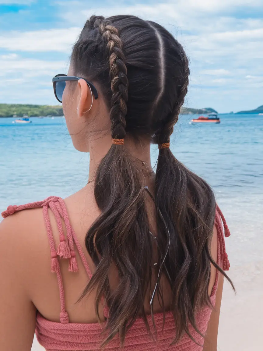 4th of july hairstyles for servers Classic Braids with Textured Ponytails