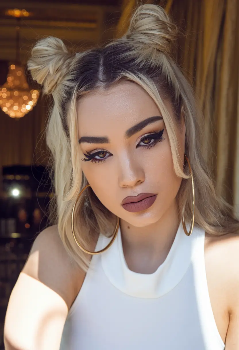hairstyles for school 2025 Space Buns with Soft Glam Energy