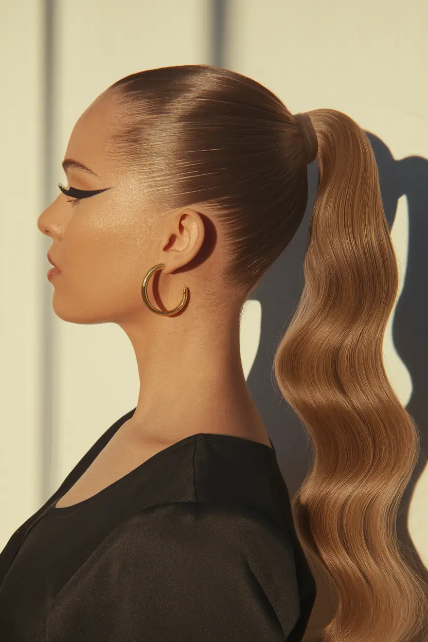 hairstyles for school 2025 Slick-Back Wave Pony