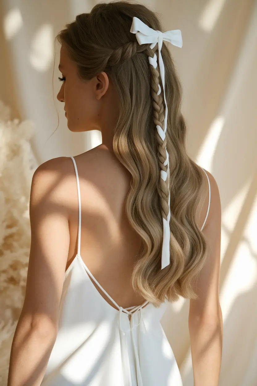 hairstyles for school 2025 Loose Side Braid with Ribbon
