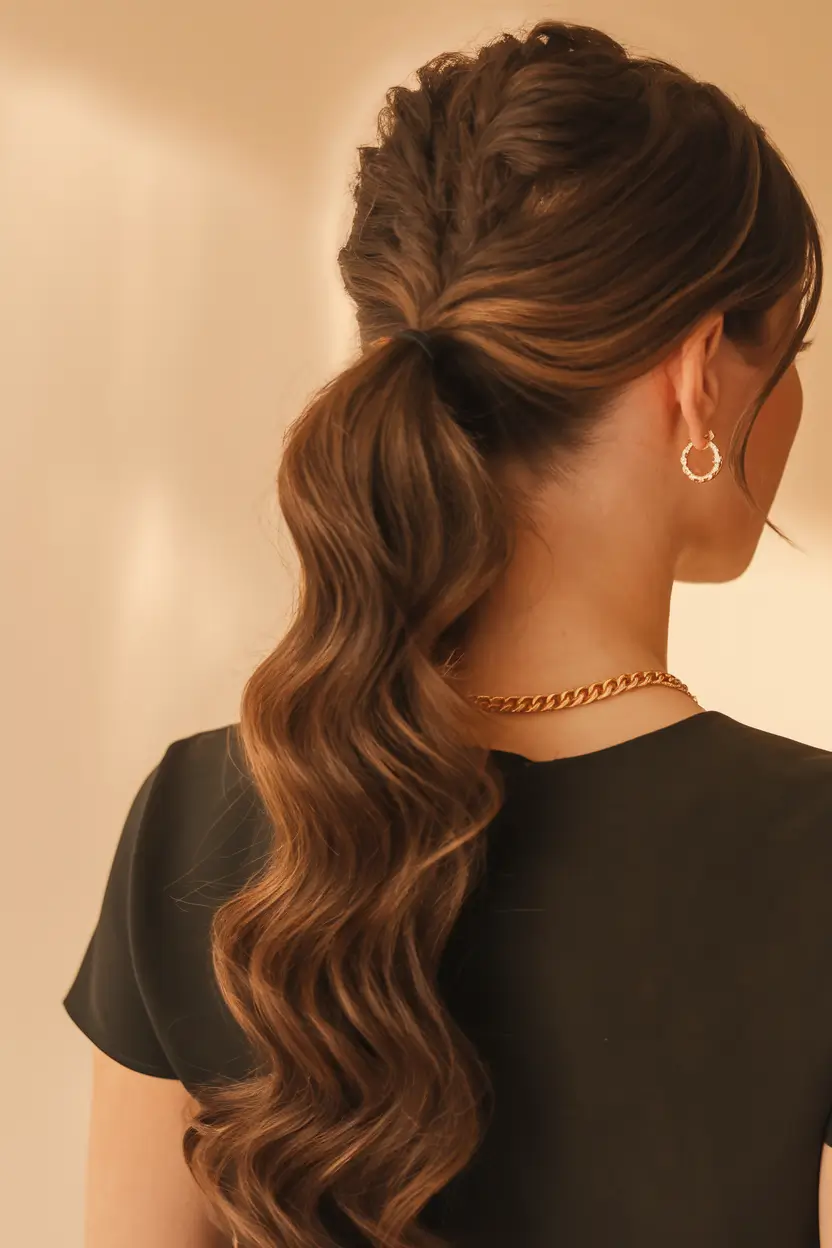 hairstyles for school 2025 Sleek Pony with Braided Crown