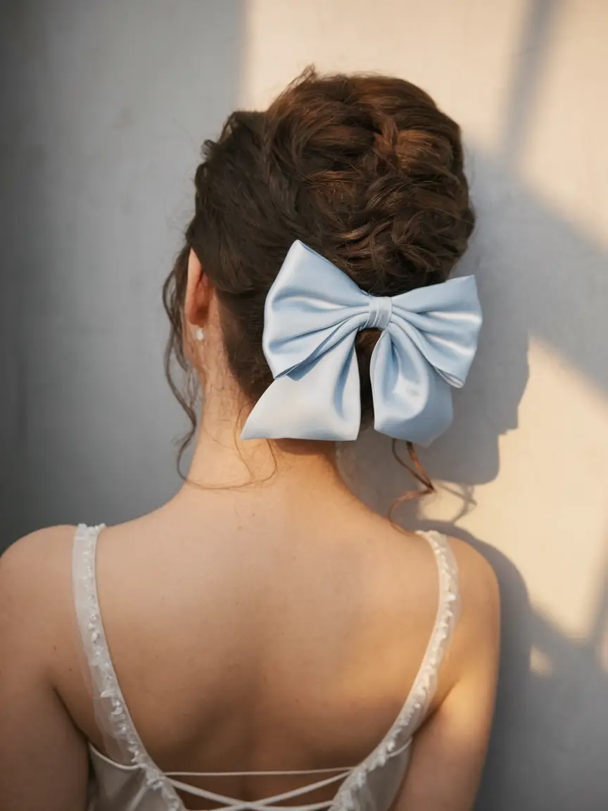 hairstyles for school 2025 Soft Twist-Up with a Dreamy Bow