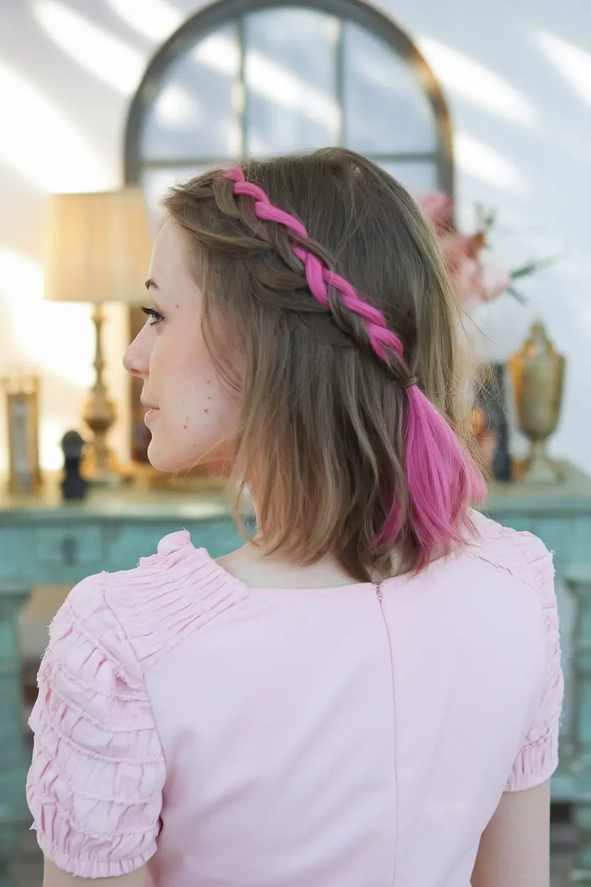 hairstyles for school 2025 Twist Braid with Peek-a-Boo Color
