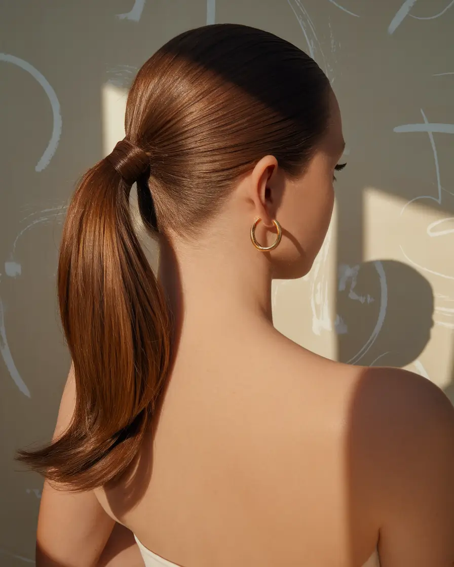 labor day hairstyles 2025 Polished Pony with Hidden Elastic Wrap