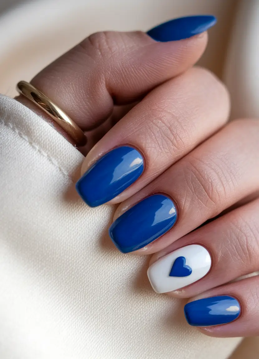 labor day nails 2025 Royal Blue Charm with a Sweetheart Twist