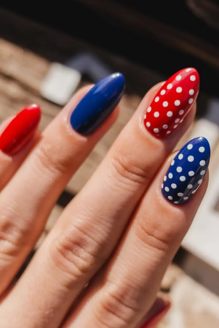 labor day nails 2025 Polka Dot Pop for a Festive Finish