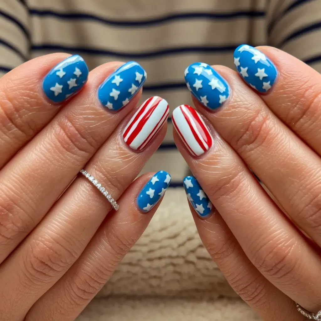 labor day nails 2025 Stars and Stripes Done Bold