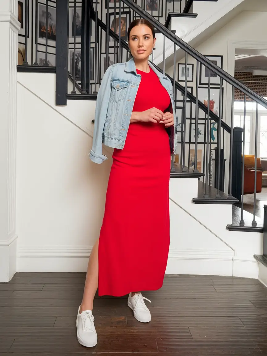 labor day outfits 2025 Classic Red With a Denim Twist
