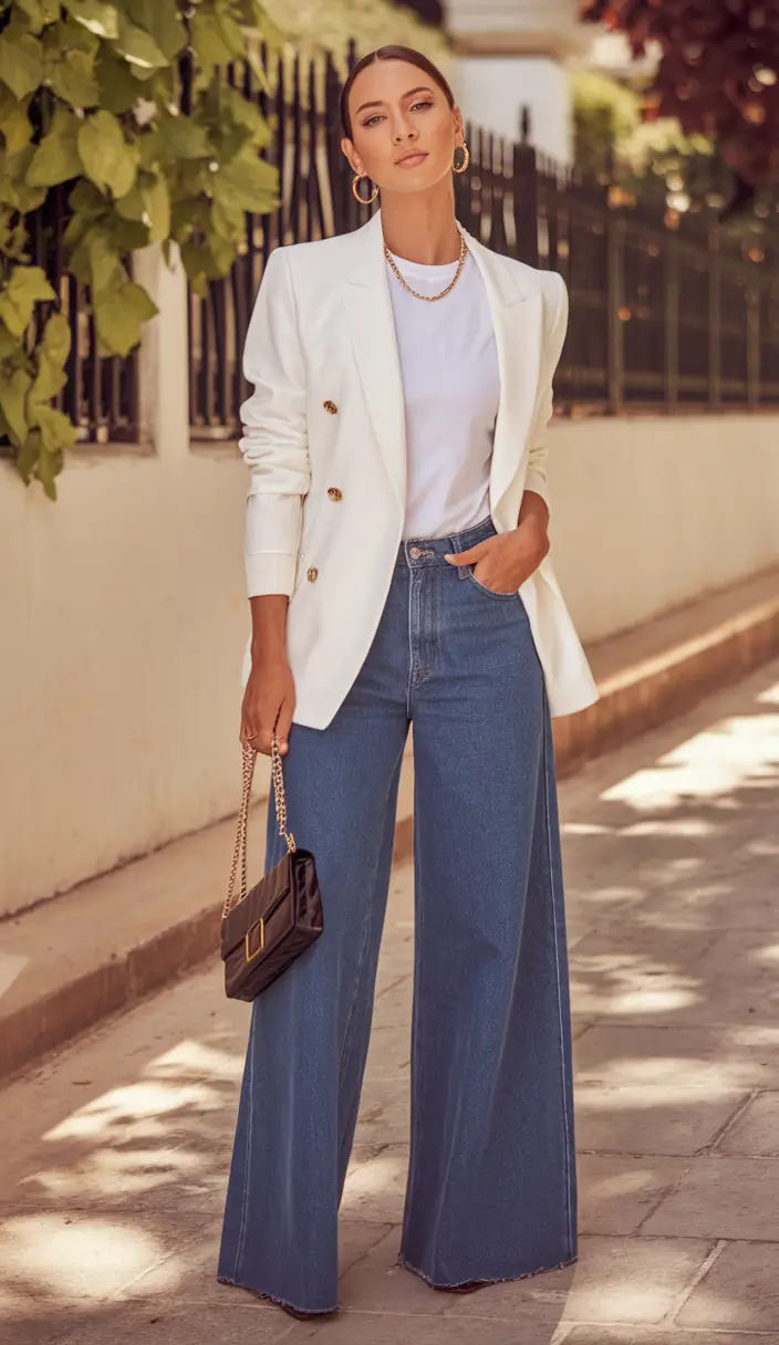 Office-ready fall outfits ideas for work in 2025 Smart Denim & Blazer Power Move