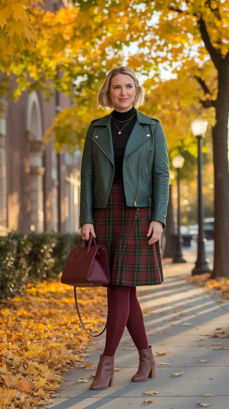 outfits Ideas for Early Fall 2025 – Motorcycle Plaid With a Side of Mulled Cider