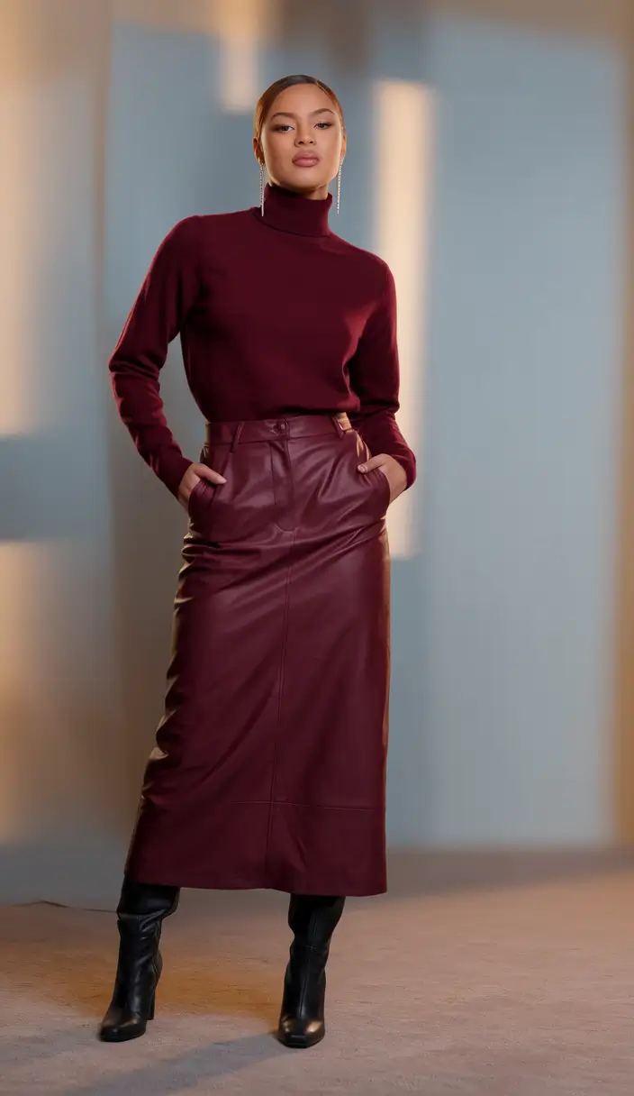 outfits Ideas for Early Fall 2025 – Merlot-Tone Power Dinner Ensemble