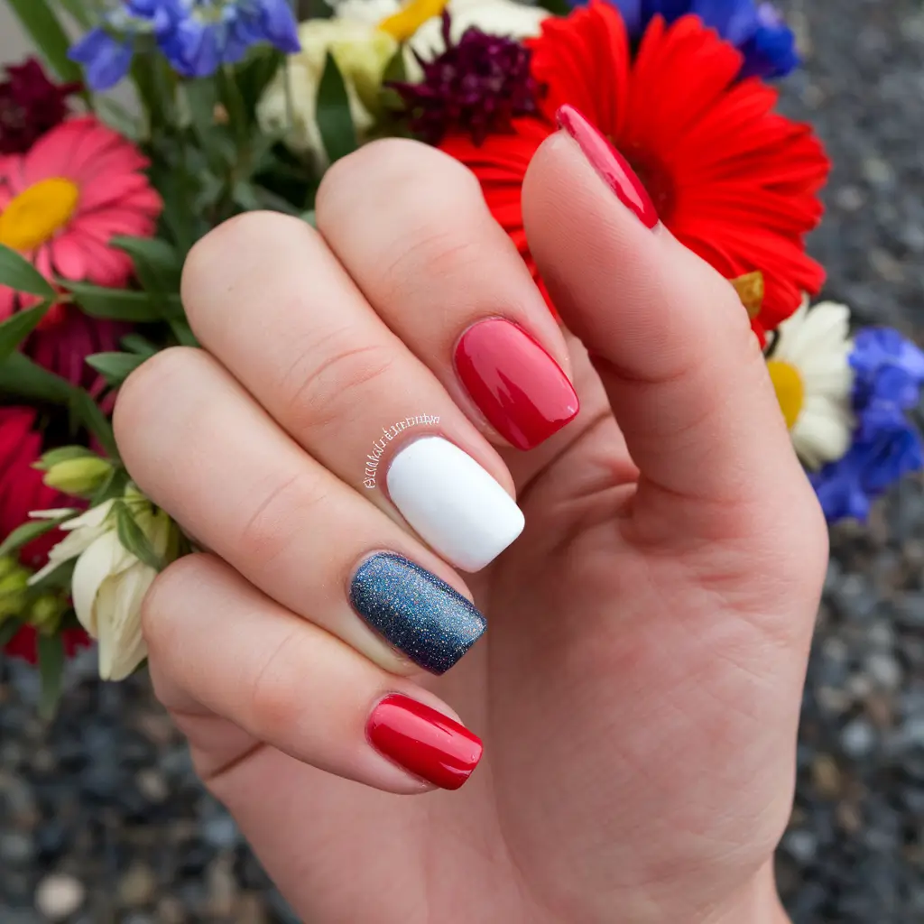 Simple & Cute 4th of July Nails 2025 Classic Trio with a Twist