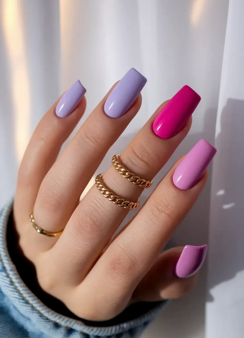 simple summer nails ideas 2025 Gradient Sorbet in Sunset Pastels